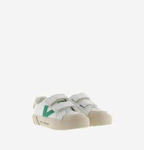 Load image into Gallery viewer, White sneaker with green V detail and cream sole