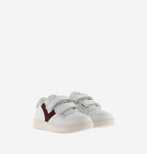 Load image into Gallery viewer, White leather sneaker with contrast burgundy/beige