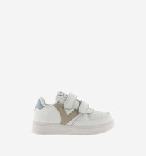Load image into Gallery viewer, White leather sneaker with contrast taupe