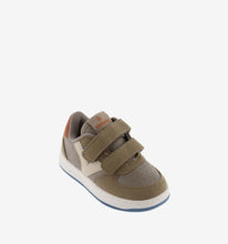 Load image into Gallery viewer, Taupe leather and suede double velcro sneaker