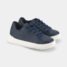 Load image into Gallery viewer, Navy blue leather slip on