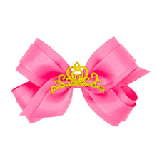 Load image into Gallery viewer, Princess bow with satin overlay and crown