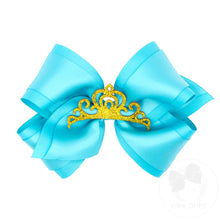 Load image into Gallery viewer, Princess bow with satin overlay and crown