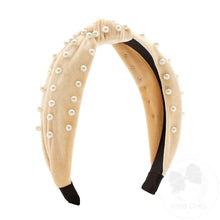 Load image into Gallery viewer, Velvet knot headband with pearls