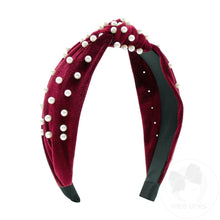 Load image into Gallery viewer, Velvet knot headband with pearls