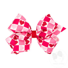 Load image into Gallery viewer, Valentine's Heart printed grosgrain bow