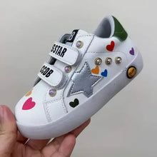 Load image into Gallery viewer, Colorful hearts velcro sneakers with silver star