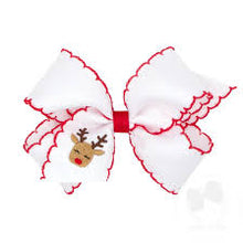 Load image into Gallery viewer, Xmas moonstitch bow with embroidered