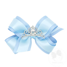 Load image into Gallery viewer, Princess bow with satin overlay and crown