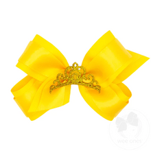 Load image into Gallery viewer, Princess bow with satin overlay and crown