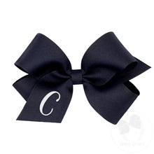 Load image into Gallery viewer, Navy with white initial grosgrain  bow