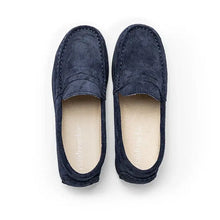 Load image into Gallery viewer, Navy blue suede penny loafer