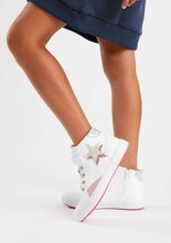 Load image into Gallery viewer, White star high top sneaker with star
