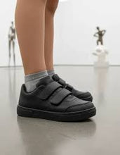 Load image into Gallery viewer, Black leather doble velcro sneaker/school shoe