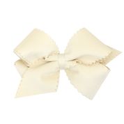 Load image into Gallery viewer, Scalloped Edge Faux Velvet Overlay bow