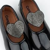 Load image into Gallery viewer, Black patent leather with heart detail