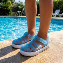 Load image into Gallery viewer, Clear light blue fisherman  jellie sandal
