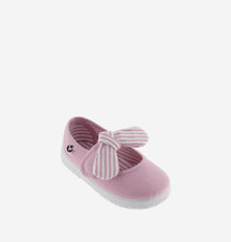 Load image into Gallery viewer, Petal canvas mary jane with striped bow
