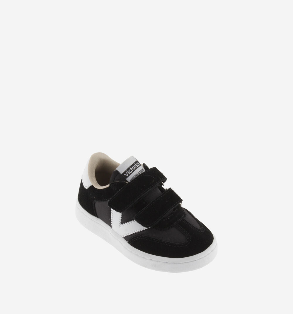Black millas nylon and split leather sneaker