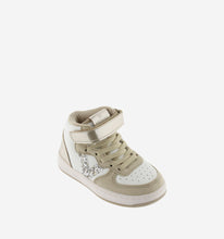 Load image into Gallery viewer, White and gold mid boot with V detail
