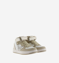 Load image into Gallery viewer, White and gold mid boot with V detail
