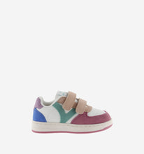 Load image into Gallery viewer, Multicolor pink leather sneakers with V logo
