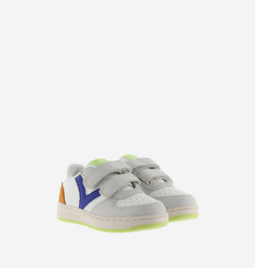 Blue multicolor leather sneakers with V logo
