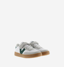 Load image into Gallery viewer, White leather cyclist sneakers and green V logo
