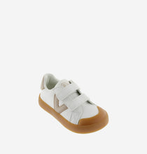 Load image into Gallery viewer, White barefoot sneaker with beige "V" detail
