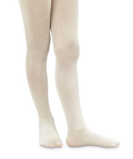 Ivory sheer tights with pearls