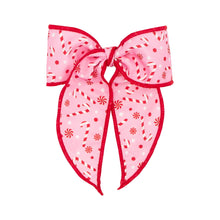 Load image into Gallery viewer, Holiday print fabric whimsy tails bow
