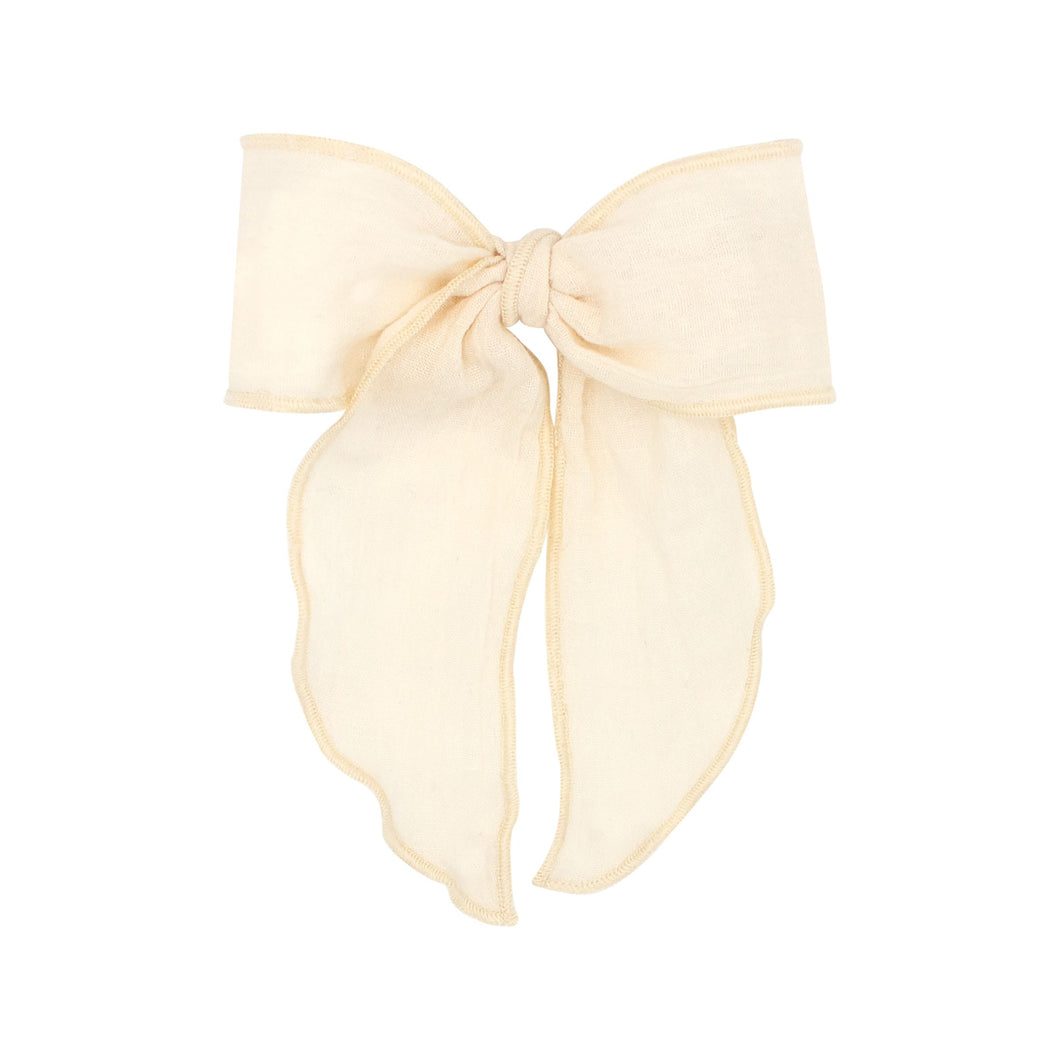 Cotton gauze bowtie with twisted wrap and whimsy tails