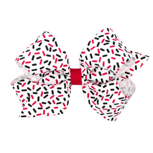 Confetti print bow in school colors