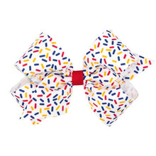 Load image into Gallery viewer, Confetti print bow in school colors
