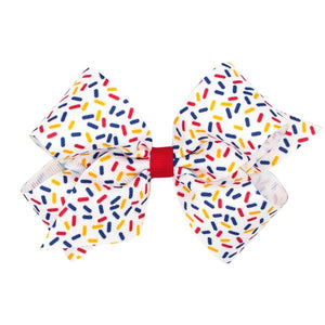 Confetti print bow in school colors
