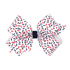 Confetti print bow in school colors