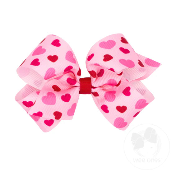 Valentine's Heart print grosgrain bow