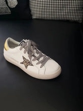 Load image into Gallery viewer, White and Gold Glitter Star Sneakers Women's
