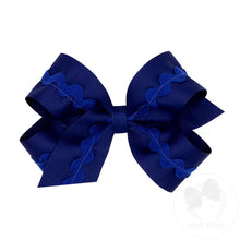 Load image into Gallery viewer, Grosgrain Hair Bow with Ric-Rac Trim
