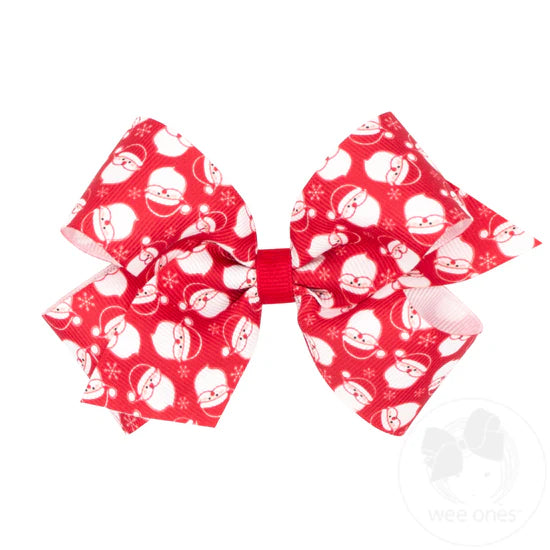 Holiday themed printed grosgrain bows