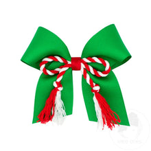 Load image into Gallery viewer, Medium Grosgrain Cheer Bow with Twisted Rope Fringe
