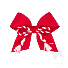 Load image into Gallery viewer, Medium Grosgrain Cheer Bow with Twisted Rope Fringe
