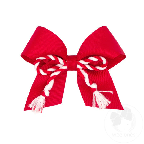 Medium Grosgrain Cheer Bow with Twisted Rope Fringe
