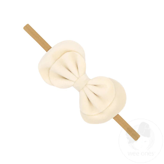 Faux velvet double bowtie on nude band