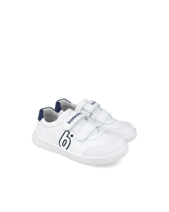 White/navy leather sneaker with double velcro