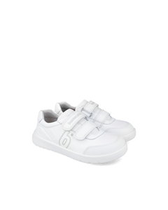 White leather sneaker with double velcro