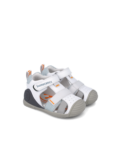 White leather prewalker sandals
