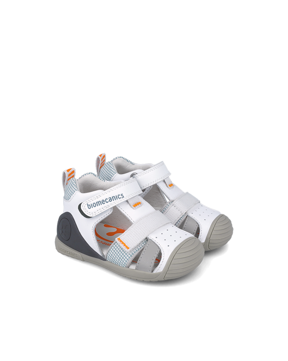 White leather prewalker sandals