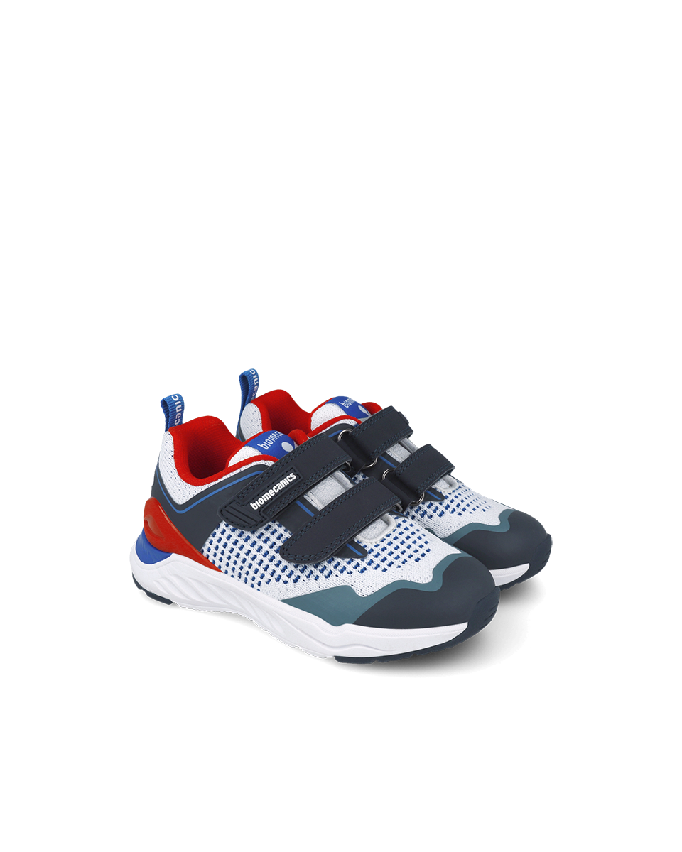 Navy and white double velcro sneakers