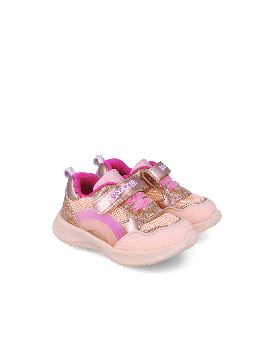 Pink with gold light up rainbow sneakers